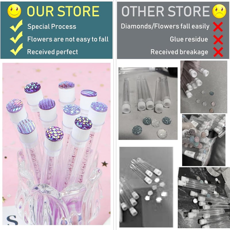 SenRocc 20 Sets Mascara Wand Tube Diamond Eyelash Spoolies Purple Mascara Brushes Lash Brush Makeup Tool Applicator Eyelash Brush Tubes Makeup Brush (4C-Purple) - Image 4